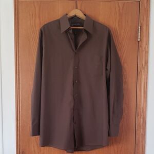 Chocolate Brown Stafford Wrinkle Free Dress Shirt Sz 16 1/2 (32-33)